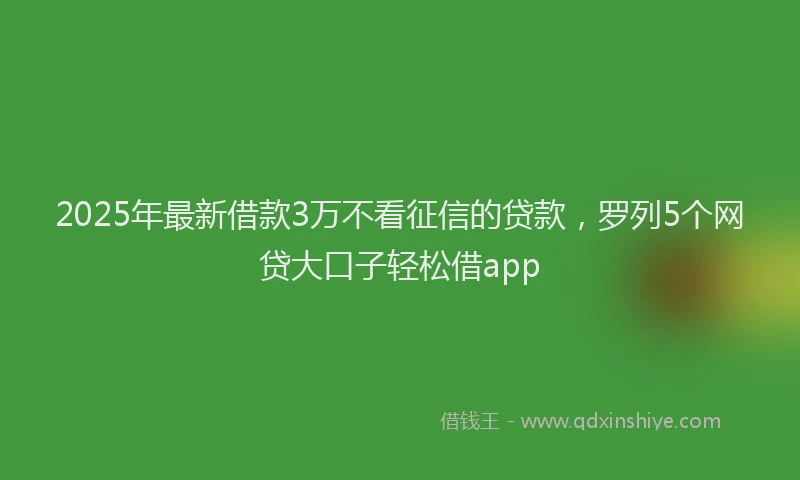 2025年最新借款3万不看征信的贷款，罗列5个网贷大口子轻松借app