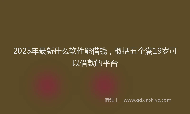 2025年最新什么软件能借钱，概括五个满19岁可以借款的平台