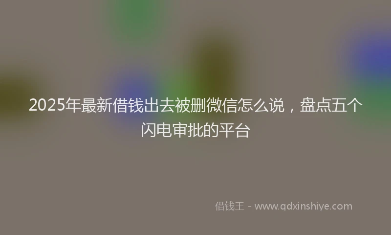 2025年最新借钱出去被删微信怎么说，盘点五个闪电审批的平台