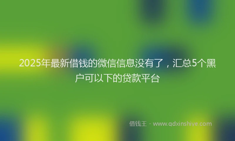 2025年最新借钱的微信信息没有了，汇总5个黑户可以下的贷款平台