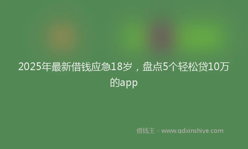 2025年最新借钱应急18岁，盘点5个轻松贷10万的app
