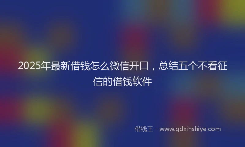 2025年最新借钱怎么微信开口，总结五个不看征信的借钱软件