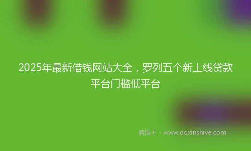 2025年最新借钱网站大全，罗列五个新上线贷款平台门槛低平台