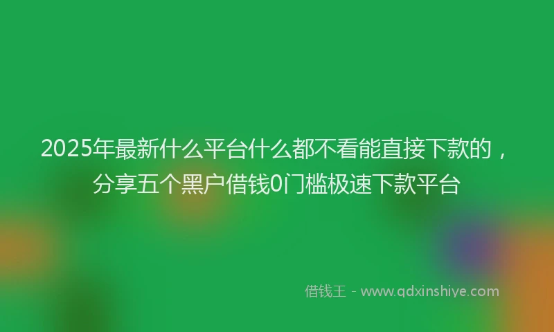 2025年最新什么平台什么都不看能直接下款的，分享五个黑户借钱0门槛极速下款平台