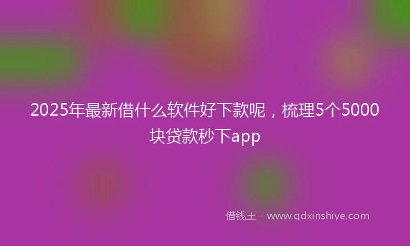 2025年最新借什么软件好下款呢，梳理5个5000块贷款秒下app