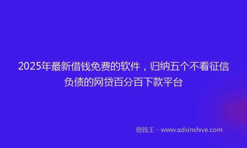 2025年最新借钱免费的软件，归纳五个不看征信负债的网贷百分百下款平台