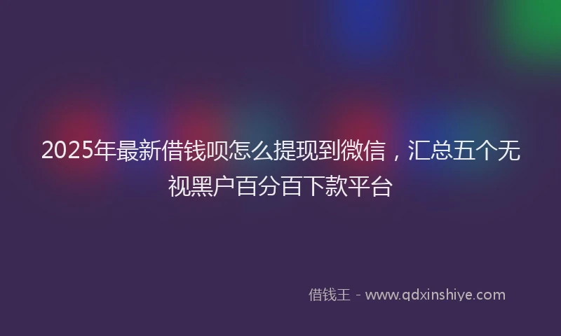 2025年最新借钱呗怎么提现到微信，汇总五个无视黑户百分百下款平台