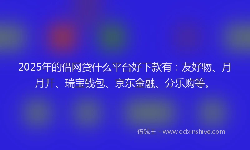 2025年的借网贷什么平台好下款有：友好物、月月开、瑞宝钱包、京东金融、分乐购等。