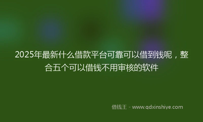 2025年最新什么借款平台可靠可以借到钱呢，整合五个可以借钱不用审核的软件