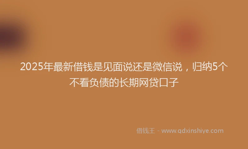 2025年最新借钱是见面说还是微信说，归纳5个不看负债的长期网贷口子