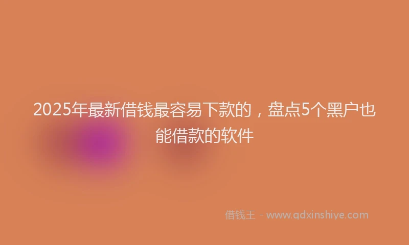 2025年最新借钱最容易下款的，盘点5个黑户也能借款的软件