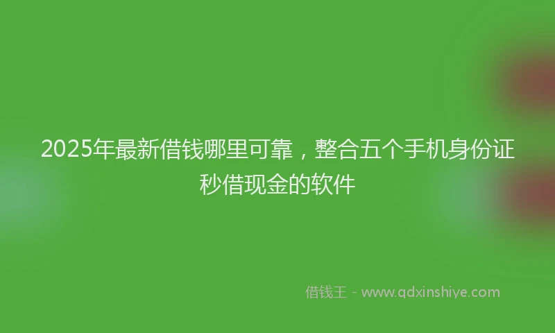 2025年最新借钱哪里可靠，整合五个手机身份证秒借现金的软件