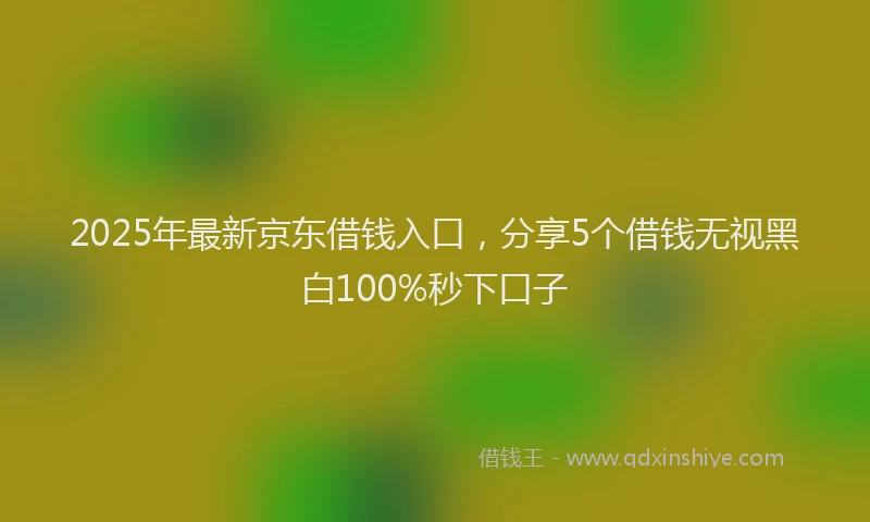 2025年最新京东借钱入口，分享5个借钱无视黑白100%秒下口子