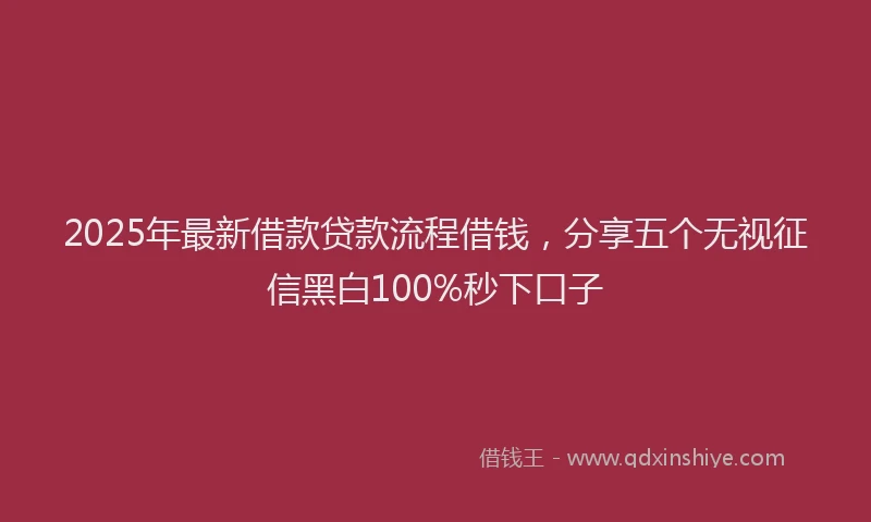 2025年最新借款贷款流程借钱，分享五个无视征信黑白100%秒下口子