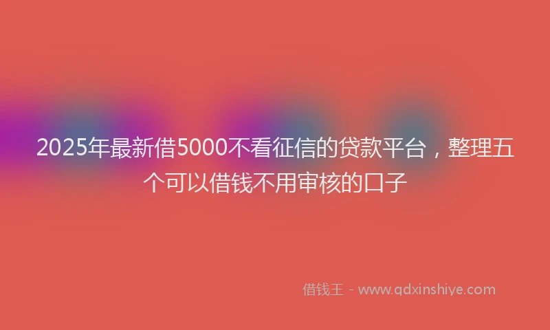 2025年最新借5000不看征信的贷款平台，整理五个可以借钱不用审核的口子