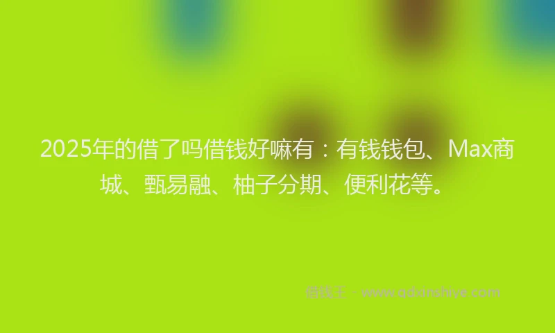 2025年的借了吗借钱好嘛有：有钱钱包、Max商城、甄易融、柚子分期、便利花等。