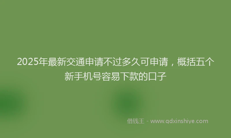 2025年最新交通申请不过多久可申请，概括五个新手机号容易下款的口子