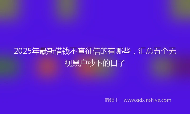 2025年最新借钱不查征信的有哪些，汇总五个无视黑户秒下的口子