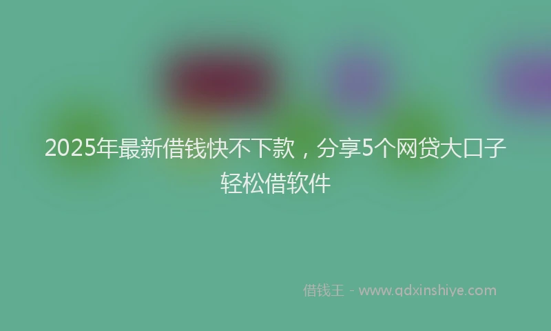 2025年最新借钱快不下款，分享5个网贷大口子轻松借软件