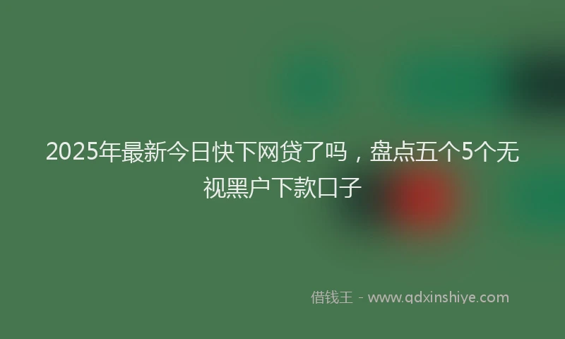 2025年最新今日快下网贷了吗，盘点五个5个无视黑户下款口子