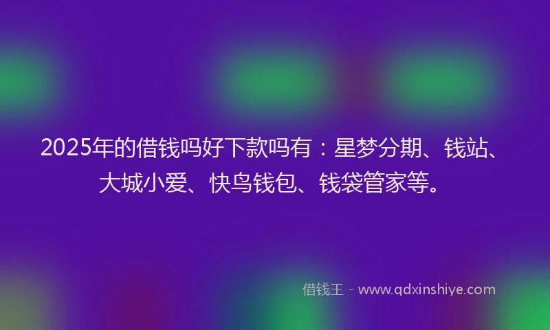 2025年的借钱吗好下款吗有：星梦分期、钱站、大城小爱、快鸟钱包、钱袋管家等。