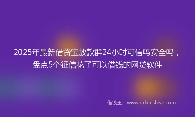 2025年最新借贷宝放款群24小时可信吗安全吗，盘点5个征信花了可以借钱的网贷软件