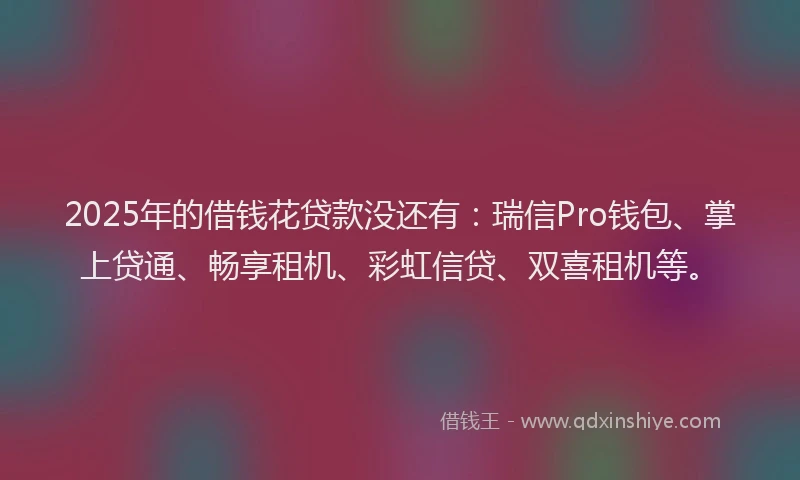 2025年的借钱花贷款没还有：瑞信Pro钱包、掌上贷通、畅享租机、彩虹信贷、双喜租机等。