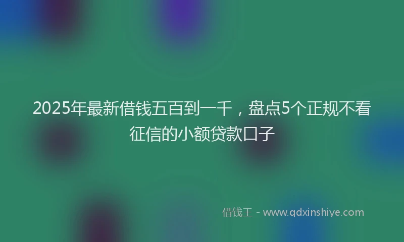2025年最新借钱五百到一千，盘点5个正规不看征信的小额贷款口子