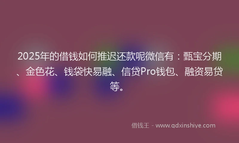 2025年的借钱如何推迟还款呢微信有：甄宝分期、金色花、钱袋快易融、信贷Pro钱包、融资易贷等。