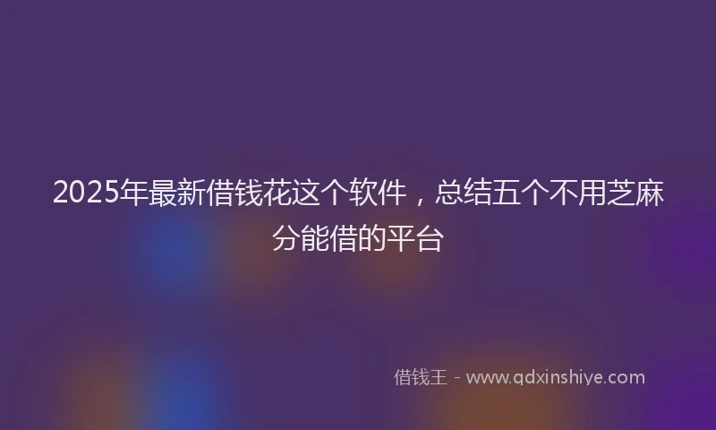 2025年最新借钱花这个软件，总结五个不用芝麻分能借的平台