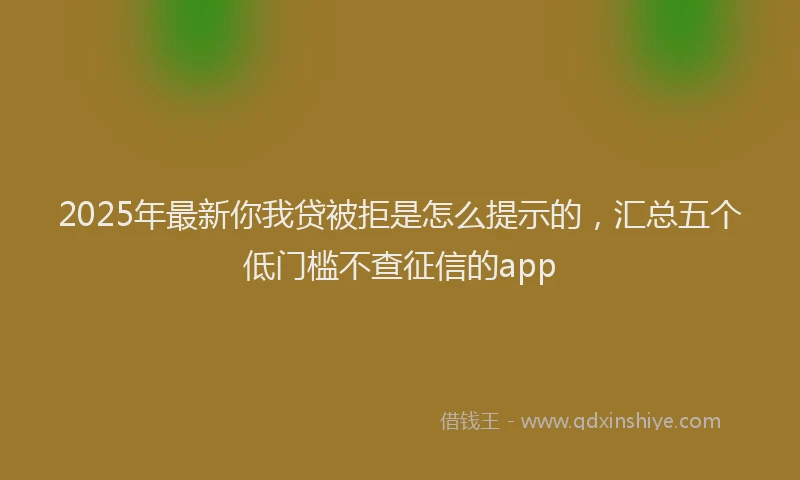 2025年最新你我贷被拒是怎么提示的，汇总五个低门槛不查征信的app
