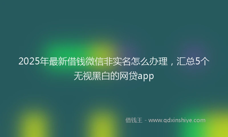 2025年最新借钱微信非实名怎么办理，汇总5个无视黑白的网贷app