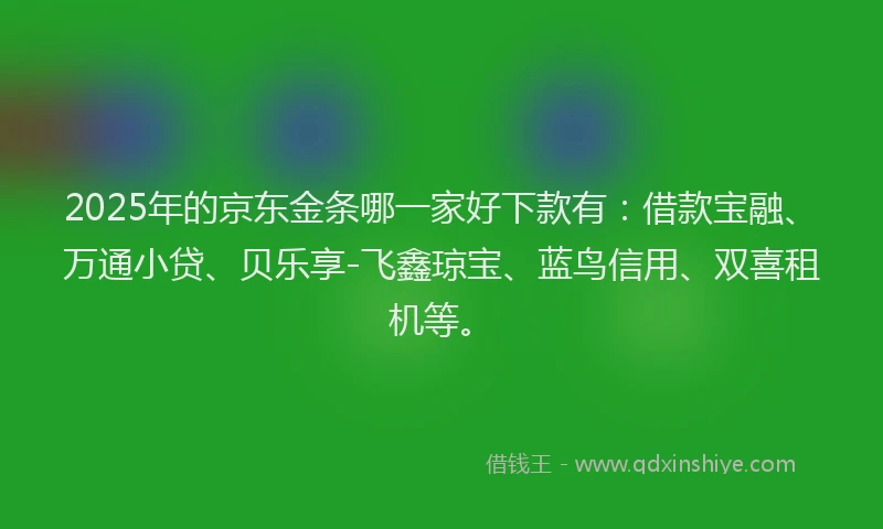 2025年的京东金条哪一家好下款有：借款宝融、万通小贷、贝乐享-飞鑫琼宝、蓝鸟信用、双喜租机等。