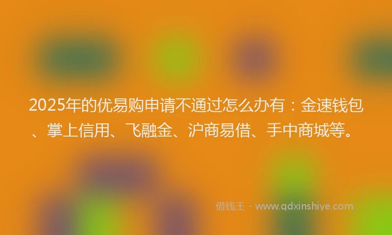 2025年的优易购申请不通过怎么办有：金速钱包、掌上信用、飞融金、沪商易借、手中商城等。