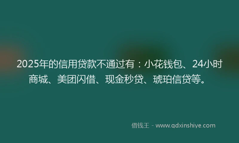 2025年的信用贷款不通过有：小花钱包、24小时商城、美团闪借、现金秒贷、琥珀信贷等。