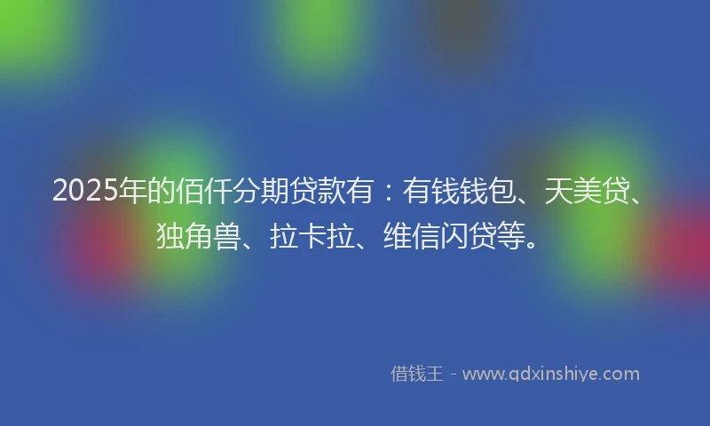2025年的佰仟分期贷款有：有钱钱包、天美贷、独角兽、拉卡拉、维信闪贷等。