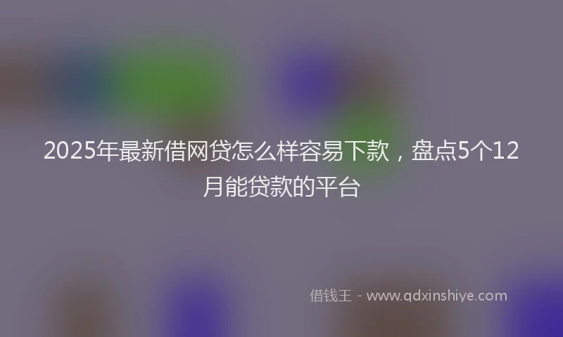 2025年最新借网贷怎么样容易下款，盘点5个12月能贷款的平台