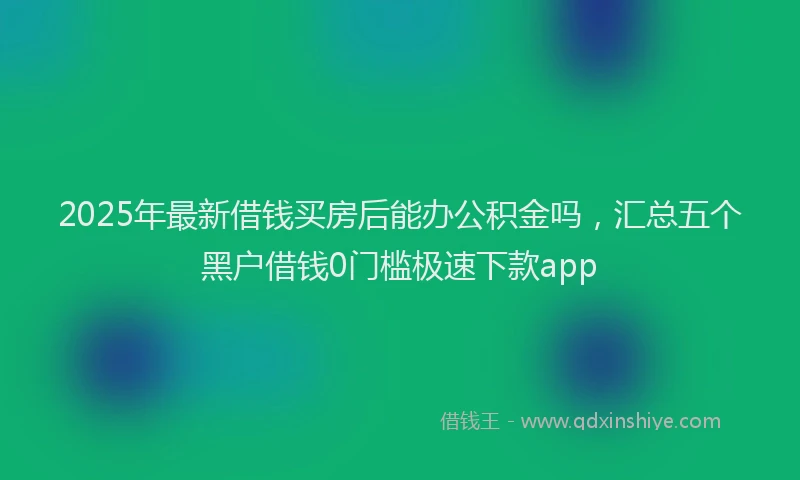 2025年最新借钱买房后能办公积金吗，汇总五个黑户借钱0门槛极速下款app