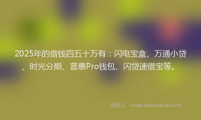 2025年的借钱四五十万有：闪电宝盒、万通小贷、时光分期、普惠Pro钱包、闪贷速借宝等。