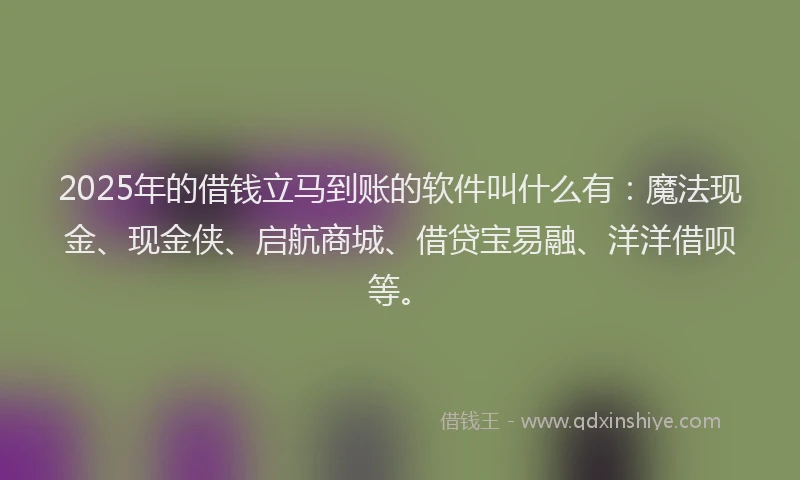 2025年的借钱立马到账的软件叫什么有：魔法现金、现金侠、启航商城、借贷宝易融、洋洋借呗等。