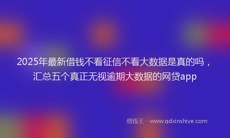 2025年最新借钱不看征信不看大数据是真的吗，汇总五个真正无视逾期大数据的网贷app