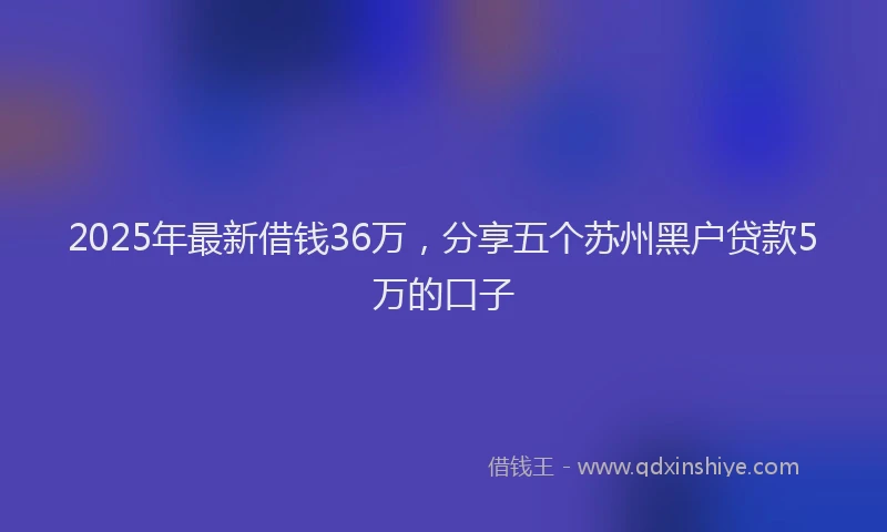 2025年最新借钱36万，分享五个苏州黑户贷款5万的口子