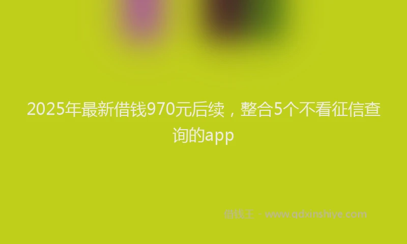 2025年最新借钱970元后续，整合5个不看征信查询的app
