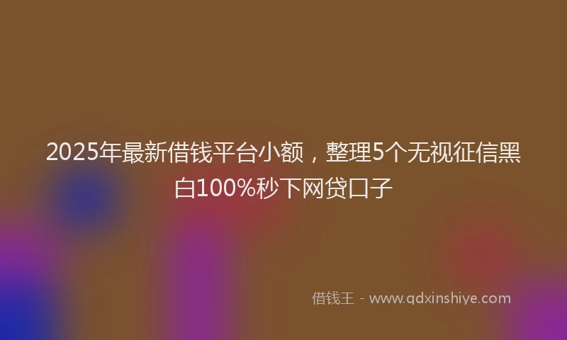 2025年最新借钱平台小额，整理5个无视征信黑白100%秒下网贷口子