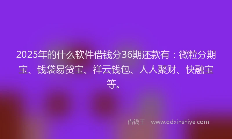 2025年的什么软件借钱分36期还款有：微粒分期宝、钱袋易贷宝、祥云钱包、人人聚财、快融宝等。