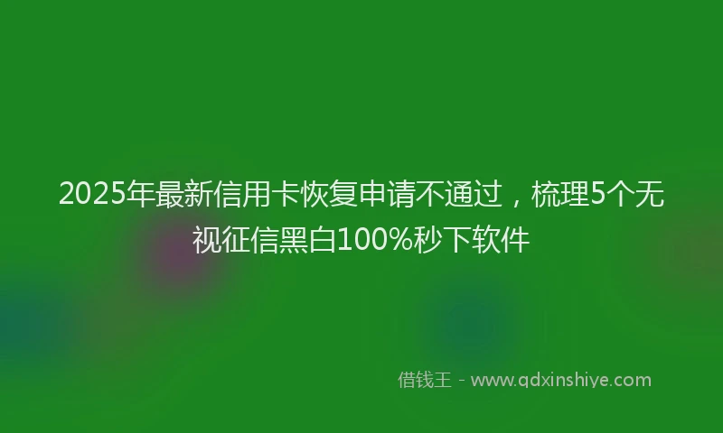 2025年最新信用卡恢复申请不通过，梳理5个无视征信黑白100%秒下软件