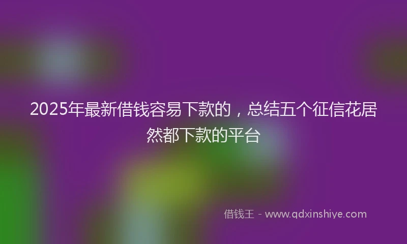 2025年最新借钱容易下款的，总结五个征信花居然都下款的平台