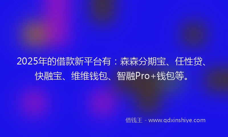 2025年的借款新平台有：森森分期宝、任性贷、快融宝、维维钱包、智融Pro+钱包等。
