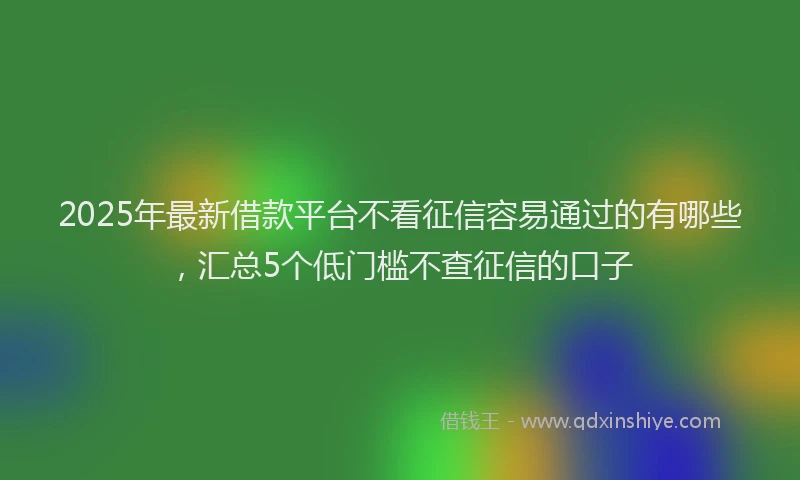 2025年最新借款平台不看征信容易通过的有哪些，汇总5个低门槛不查征信的口子