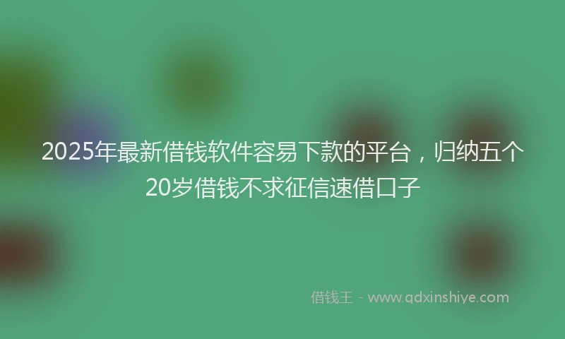 2025年最新借钱软件容易下款的平台，归纳五个20岁借钱不求征信速借口子